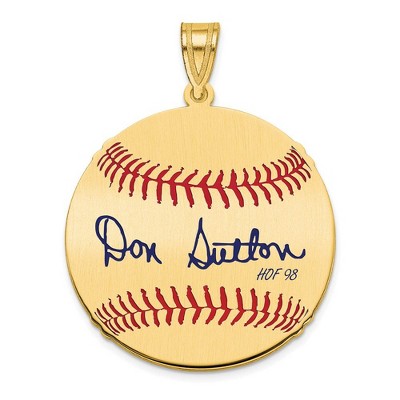 Black Bow Jewelry 14K Gold Plated Don Sutton Signature MD Enamel Baseball Pendant