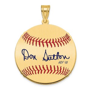 Black Bow Jewelry 14K Gold Plated Don Sutton Signature MD Enamel Baseball Pendant - 1 of 4