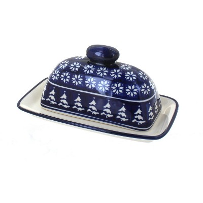 Blue Rose Polish Pottery Winter Nights Butter Dish