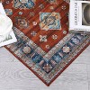 Acekool Boho Vintage Medallion Area Rug Collection, Washable Foldable Low Pile Non Slip Chenille TPR Backing, Red Blue Beige Gray - 4 of 4