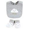 Hudson Baby Unisex Baby Cotton Bib and Sock Set, Gray Cloud, One Size - 3 of 4