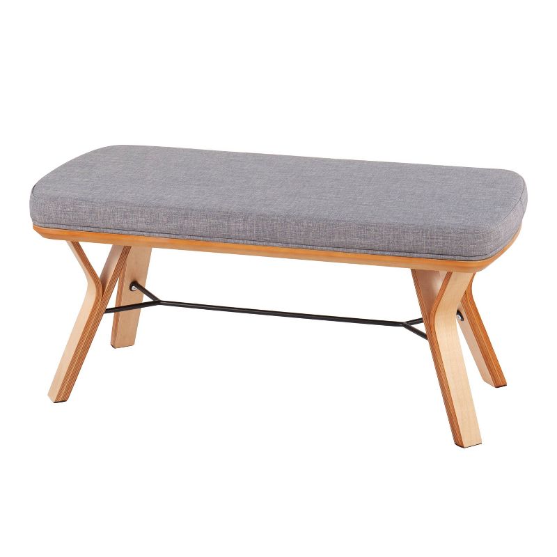 42'' Folia Natural Wood Bench with Light Gray Cushion Seat