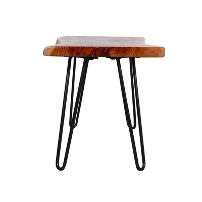 Handcrafted Natural Live Edge 38" Bench with Hairpin Metal Legs