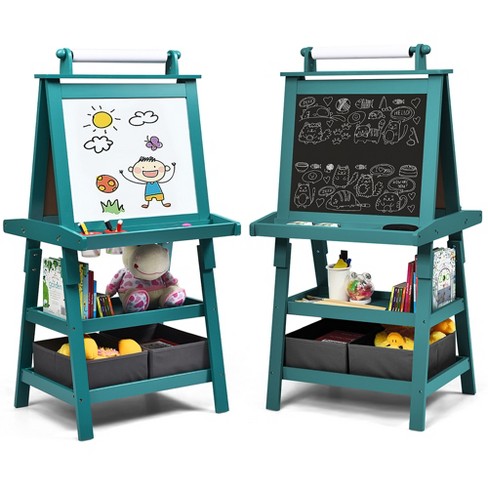 Costway 3 in 1 Double-Sided Wooden Kid's Art Easel Whiteboard - image 1 of 4
