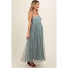 Pinkblush Green Square Neck Shoulder Tie Tulle Maternity Maxi Dress - 2 of 4