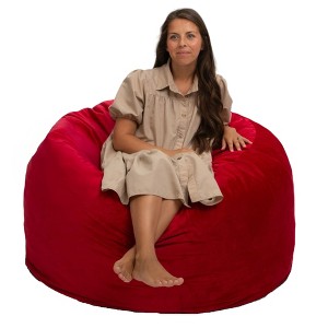 Ultimate Sack 4ft Bean Bag Chair, Oversized Comfortable Indoor Floor Lounger, Giant Foam-Filled Furniture for Relaxing, Red Suede - 1 of 4