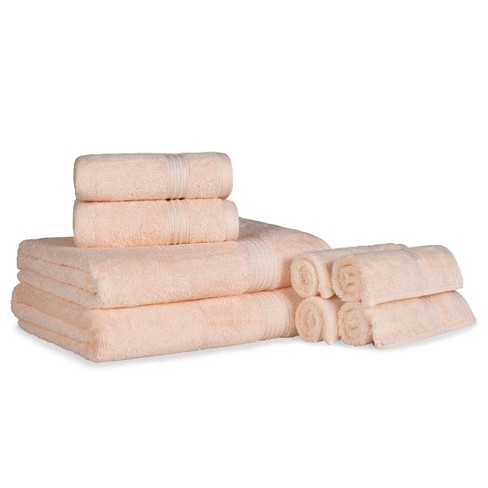 100% Cotton 4-Piece Bath Towel Set, Peach