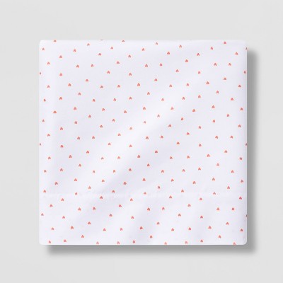 Full Micro Heart Flat Sheet Separates Coral - Pillowfort™