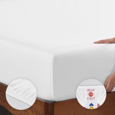 California King Bright White Cotton Sateen Deep Pocket Sheet Set