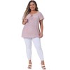 Agnes Orinda Women's Plus Size Floral Short Sleeve Beach Square Hollow Tassel Tie Neck Peasant Tops - 3 of 4