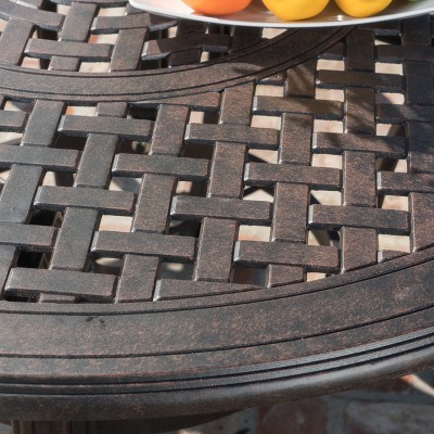 Elegant Bronze Cast Aluminum Circular Outdoor Dining Table