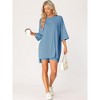 cheibear Women's Knit Loose Fit T-Shirt with Biker Shorts Lounge Sleepwear Pajama Sets - 3 of 4