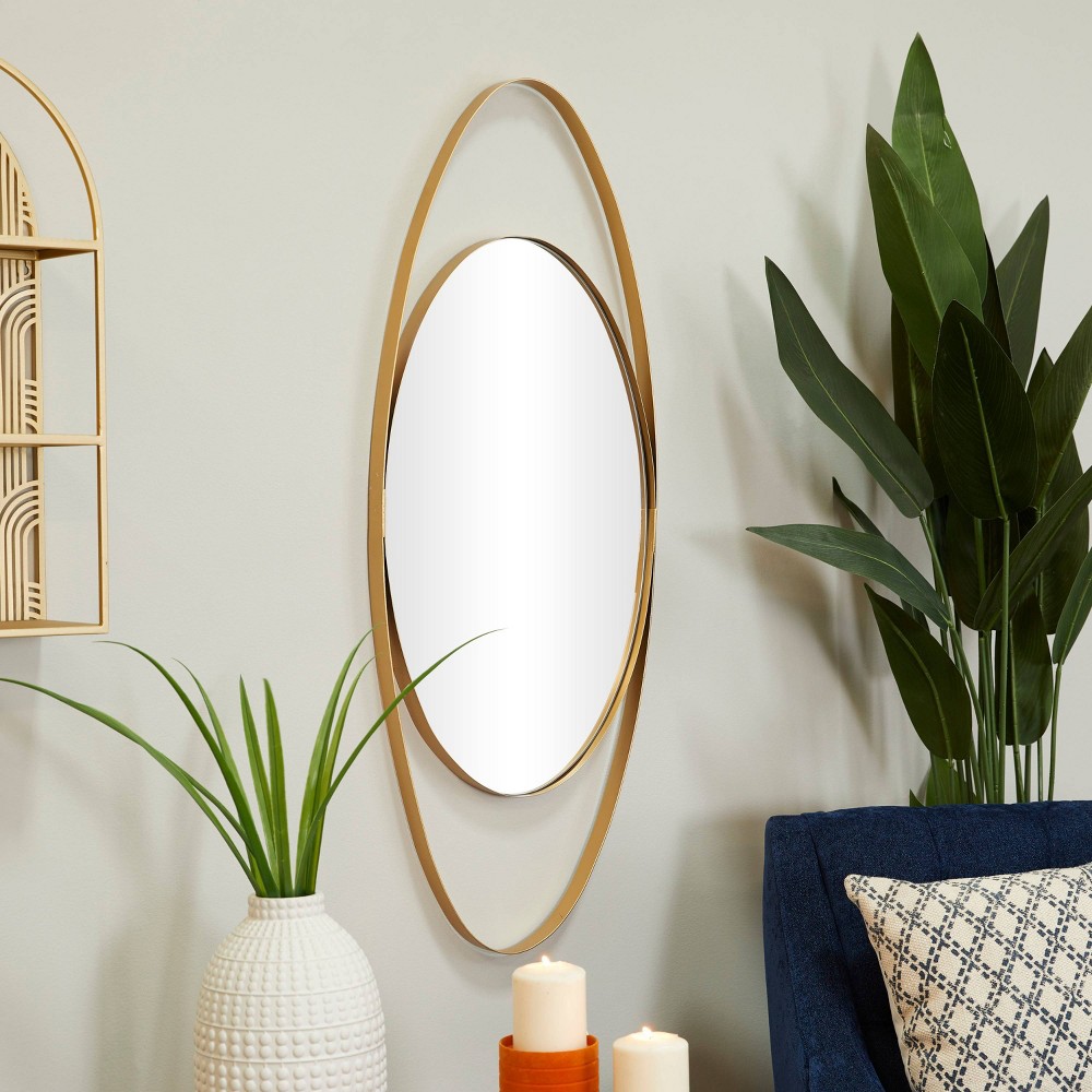 Photos - Wall Mirror Metal Oval  Gold - CosmoLiving by Cosmopolitan