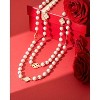 8MM Round Simulated Shell Pearl Strand Layered Necklace for Women, Dainty Multiple Strands Long Necklace for Party, Vintage Costume Jewelry - 3 of 4