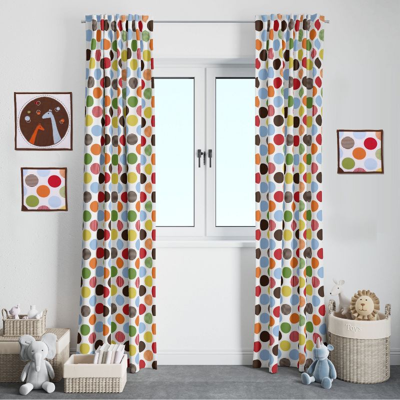 Bacati - Large Dots Orange/Green/Blue/Red/Brown Dots Curtain Panel, 3 of 5