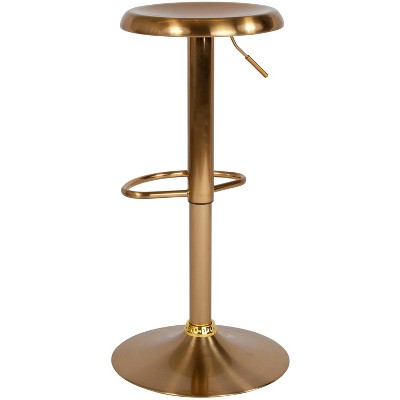 Gold Adjustable Swivel Backless Metal Barstool