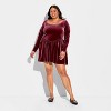 Women's Velvet Long Sleeve Mini A-Line Dress - Wild Fable™ - 2 of 3