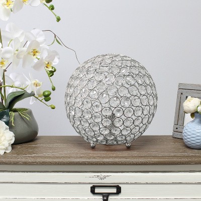 10" Elipse Medium Contemporary Metal Crystal Round Orb Table Lamp - Lalia Home