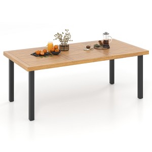 Tangkula Acacia Wood Dining Table for 8 People, 79" Large Rectangular Patio Table with Built-in Umbrella Hole - 1 of 4