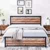 VECELO Twin/Full/Queen/King Size Bed Frame with Wooden Headboard, Metal Bed Platform No Box Spring Needed with Heavy Duty Steel Slat, Brown - 4 of 4