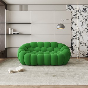 Honeycomb Bubble Loveseat Sofa with 3D Mesh Fabric, 75-Inch Modern Floor Couch, Green - 1 of 4