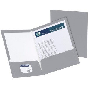 Oxford 2-Pocket Laminated Folder, 100 Sheet Capacity, Gray, Pack of 25 - 1 of 1