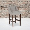 Emma and Oliver 30"H Transitional Upholstered Walnut Barstool with Accent Nails - 2 of 4
