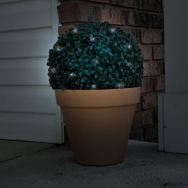 Nature Spring Solar Artificial Topiary Ball With Mini LED Lights and Rechargeable Battery - 11" Diameter, 3 of 9