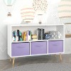 ORRD Kids Bookcase with 3 Collapsible Fabric Drawers, White and Purple Toy Storage Organizer & Display Shelf for Playroom - 3 of 4