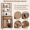 Rattan Bookcase, Tall Bookshelf with Adjustable Shelf, Storage Cabinet, Walnut - 3 of 4