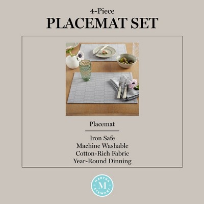Charcoal Grey Cotton Honeycomb Reversible Placemat Set of 4