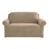 Sure Fit Hampstead Stretch Velvet Loveseat Slipcover Brown: Pet Friendly, Machine Washable, Indoor Use - 3 of 4