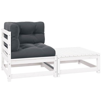 Garden Lounge Set Solid pinewood, 100% polyester fabric vidaXL
