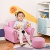 Infurnic Kids Sofas Wood Set with Footstool, Upholstered Armchair for Kids, Baby Sofa for Playroom, Pink, 21.25"*16.5"*16.25" - 2 of 4