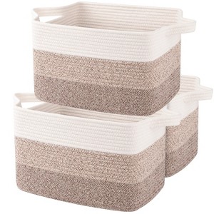 Aoibox Woven Cotton Rope Storage Baskets Set of 3 Gradient Yellow Large Capacity for Toys Towels Bathroom Closet Organization - 1 of 4