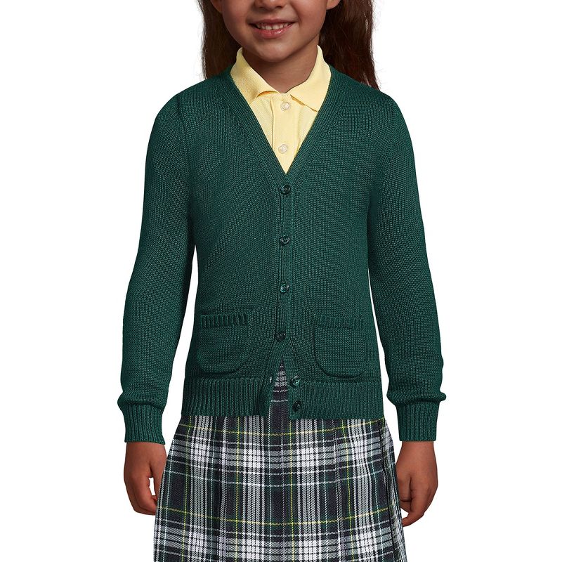 Lands' End School Uniform Kids Cotton Modal Button Front Cardigan Sweater, 3 of 4