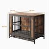 Maliang Wooden Dog Crate Table, 32.8" Dog Kennel with 2 Sliding Doors and Thick Iron Door Frame, Brown - 2 of 4