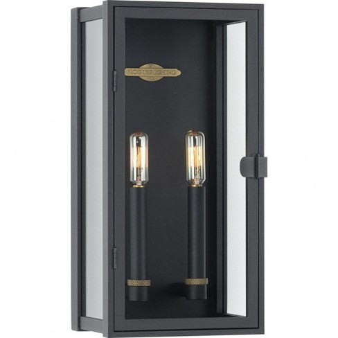 Progress Lighting Stature Collection 2-Light Outdoor Wall Lantern, Textured Black, Clear Glass Shade - image 1 of 2