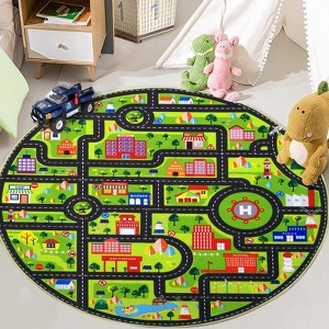 City Traffic Road Map Play Mat | Soft Non-Slip Kids Rug with Educational Fun for Bedroom, Nursery & Playroom - 1 of 4