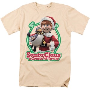 Men's Santa Claus Is Comin To Town Penguin T-Shirt - 1 of 4