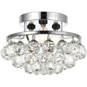 Elegant Lighting Corona 10" Chrome and Clear Crystal Ceiling Light - 1 of 1