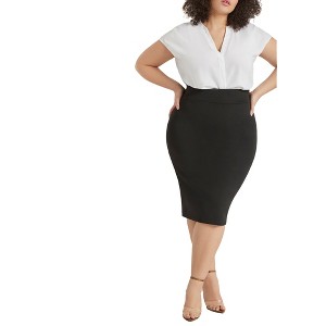 ELOQUII Women's Plus Size Neoprene Pencil Skirt - 1 of 4