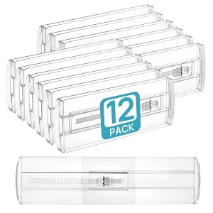 Aoibox 12 Pack Adjustable Drawer Dividers for Clothes Clear Plastic Expandable 4 Inch High Organizer for Dresser Storage - 1 of 4
