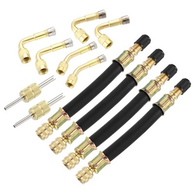 Unique Bargains Tire Valve Stem Extension Dual Extender Pipe 4.7 Inch 12cm for Car Truck Gold Tone 12 Pcs
