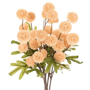 Unique Bargains 5-Heads Artificial Chrysanthemum Ball Flowers Silk Bouquets Real Touch 20 Inch - 1 of 4