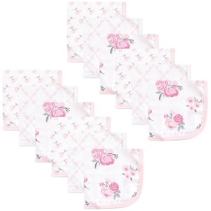 Hudson Baby Infant Girl Cotton Muslin Washcloths, Pastel Floral, One Size - 1 of 4