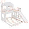 Twin Over Full Wooden Bunk Bed with Playhouse, Slide & Ladder, Farmhouse Loft Bed with Guardrails for Kids, White/Gray - ModernLuxe - 3 of 4