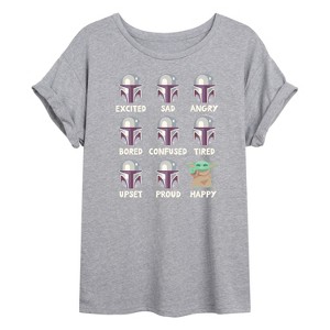 Women's - Star Wars - The Mandalorian Mandalorian Moods Oversized Graphic T-Shirt - 1 of 4