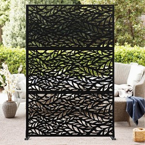 Metal Privacy Screen for Outdoor & Indoor Use, Free Standing Privacy Screen for Patio Garden Pool, Decorative Fence Panel - 1 of 4