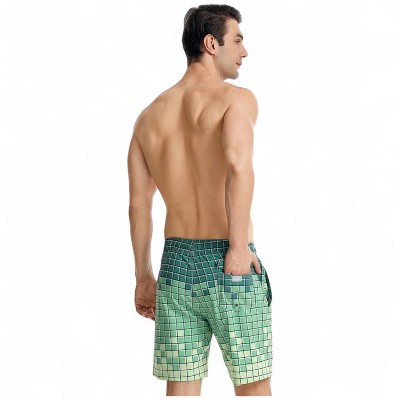 Anna-Kaci Swim Anna-Kaci Men's Swim Shorts with Adjustable Drawstring Waistband Quick-Dry Fabric - Small, Green — фото 7